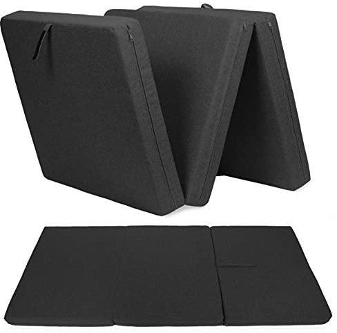 sunnypillow Premium Klappmatratze | 3-teilige Faltmatratze mit abnehmbarem Bezug | Schaumstoff extra dick 15cm | Matratze faltbar klappbar Gästematratze Reisematratze |