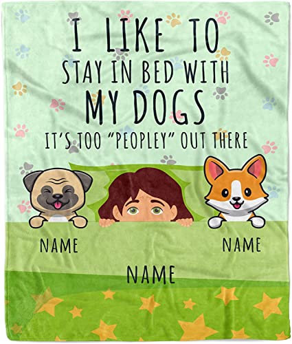 Personalisierte Hundedecke für introvertierte Haustierbesitzer, individueller Doggo-Name, umständliche Fleecedecke für Haustierliebhaber, einzigartige benutzerdefinierte Too Peopley Out There Welpen,