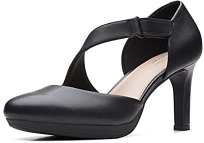 Clarks Ambyr Glow, Bomba Mujer, Piel Negra, 40 EU
