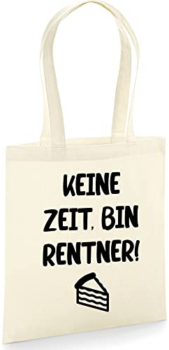 tradercat Jutebeutel bedruckt vintage, Lustiger Spruch, Stoffbeutel bedruckt zum einkaufen jutebeutel aesthetic als modisches Accessoire jutebeutel spruch, 100% Baumwolle (Keine Zeit, bin Rentner)