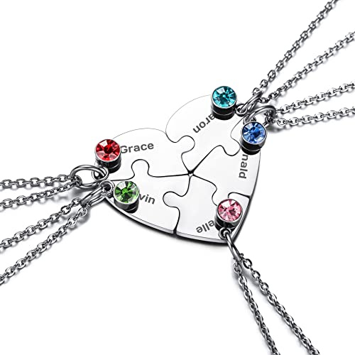 OTXIXTO 5 Argento Tono Ciondolo Cuore in Acciaio Inox Best Friend Forever Puzzle Collana Nome Personalizzato per Amicizia Coppie Uomini Donne