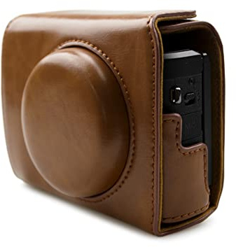 Rieibi G7X II G7X III Case - Vintage Leather Camera Case for Canon PowerShot G7 X Mark II/G7 X Mark III DSLR Camera - Protective Case with Strap - Brown