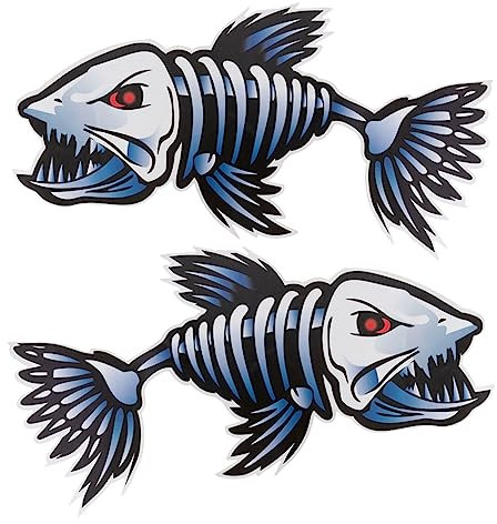 Toddmomy 2stücke Aufkleber Mit Fischskelett-Design Für Kajak Kanu Und Boot Langlebige Sticker Für Auto Und Angeln Dekorative Fischknochen Aufkleber Für Glatte Oberflächen