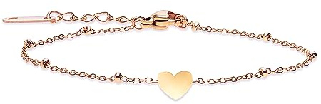 Selfmade Jewelry Armkettchen Herz Damen Rosegold Stainless Steel Edelstahl Armschmuck mit Herzchen Filigran Zart Inkl. Schmuckbox