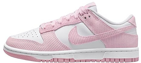Nike W Dunk Low Chaussures de Basketball pour Femme, Velours côtelé Blanc et Rose, 38.5 EU