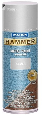 MASTON Hammer – Metallfarbe – Silber – Hammerschlaglack – Sprühfarbe – 400 ml
