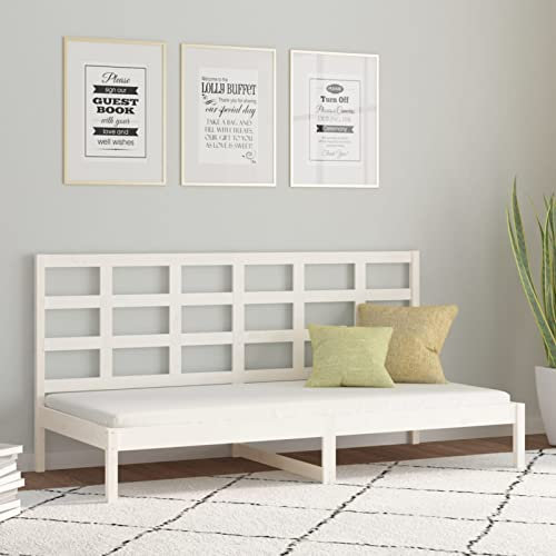 ZEYUAN Tagesbett Weiß 90x200 cm Massivholz Kiefer, Schlafsofa, Daybed, Bettsofa, Sofa Bed, Sofabett, Schlafcouch, Jugendbett, Bettgestell, Bettcouch - 3108203