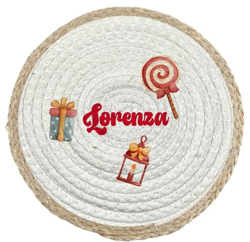 Sottopiatto Natale Tovaglietta Alimentare in Vimini a tema Natalizio Personalizzata con Iniziale Nome e Decorazioni Idea Regalo Capodanno Befana Compleanno Colazione Pranzo Cena Merenda Casa Ufficio