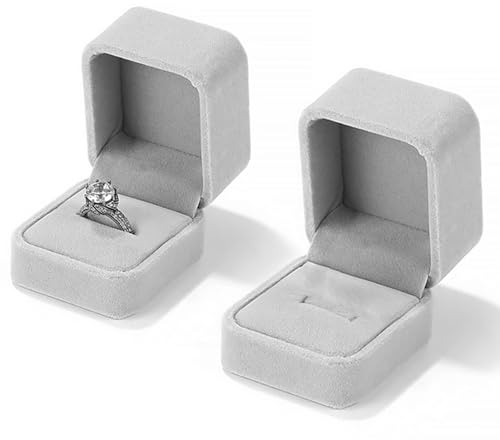 gogocow 2 Pack Velvet Wedding Ring Box, Square Jewellery Gift Boxes, Gngagement Ring Organiser for Ceremony Men and Women