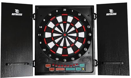 Ruthless - Ruthless R500 Electonic Dartscheibe im Schrank – weiche Spitze – inkl. 4 Sets Dartpfeile – 8 Spieler – 27 Spiele