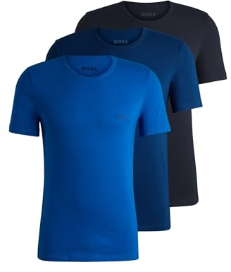 BOSS Mens TShirtRN 3P Classic Three-Pack of Embroidered-Logo Underwear T-Shirts in Cotton