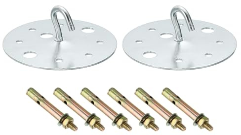 PATIKIL 229 Libras 100mm Acero Techo Ganchos, 2uds Techo Ventilador Gancho Almohadilla Ojos Placa Pared Percha Herraje con Montaje Tornillos para Colgar Lámpara Planta Cestas