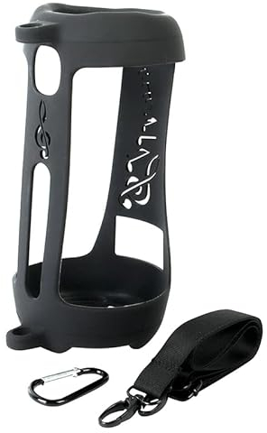 Silikonhülle für JBL Pulse 5, Bluetooth-Lautsprecher-Schutzhülle, tragbare Tragetasche mit Karabinerhaken und Riemen (nur Gehäuse) (schwarz)