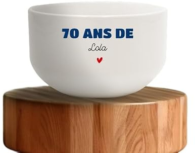 CADEAUX.COM - Bol Personnalisable pour Femme de 70 ans - Bol Personnalisé - Message Personnalisable - Cadeau Anniversaire - Cadeau Femme