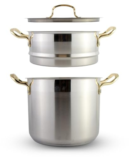 Saharashop Couscous Pot 6, 8 and 12 Litre Steamer Couscous Pot (3-in-1) 6 Litre Couscous Pot / Steamer