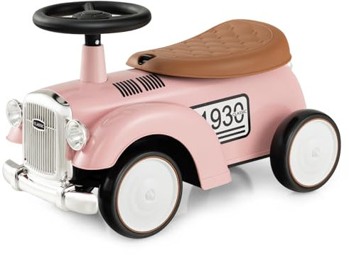 GYMAX Toddler Ride On Car, Kids Sit On Toy Cars with Under Seat Storage, Horn & Fun DIY Stickers, Outdoor Indoor Foot to Floor Sliding Car for 18-36 Months Boys Girls (Pink)