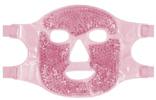Cooling Face Mask, Ice Face Mask, Ice Mask for Face, Face Cooling Mask, Face Ice Mask for Puffy Eyes, Cold & Hot Reusable Compress, Frozen Eye Packs Masks for Women for Migraine Relief, Headache, Pink