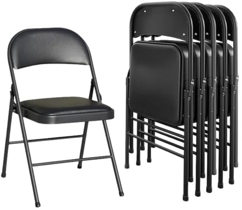 A.M.C. Set di 6 Sedie Pieghevoli, Sedia Pieghevole Salvaspazio, Sedia da Scrivania per L'ufficio con Imbottitura, Ideale per Esterno con Robusta Struttura in Metallo, Portata 140 kg