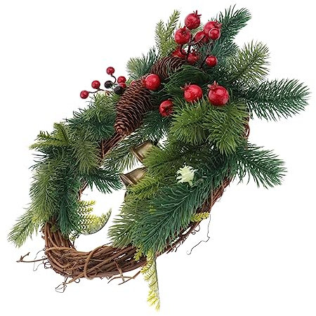 PRETYZOOM 1 Pc Weihnachten Kranz Bauernhaus Stil Glocke Kranz Tür Hängen Grün Dekorationen