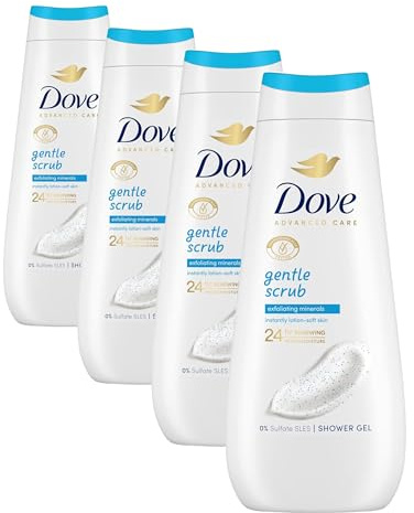 Dove Advanced Care Gel de Ducha Exfoliante Suave Minerales Exfoliantes 400ml (Paquete de 4)