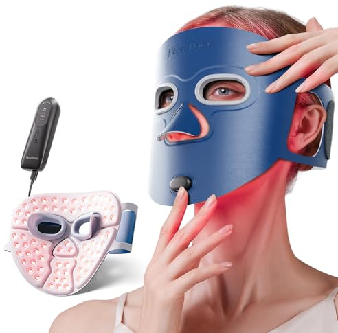 Hello Face Masque LED Visage Luminothérapie – 4 Modes de Soin, Masque Thérapie Lumière Rouge avec Minuterie Intelligente, Système PDT Anti-Âge à Domicile – Approuvé par la FDA
