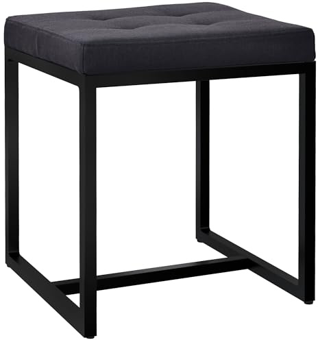 CLP Sitzhocker Barci I Moderner Hocker | Hochwertiger Polsterhocker mit schwarz pulverbeschichteten Eisengestell Farbe schwarz Material Stoff