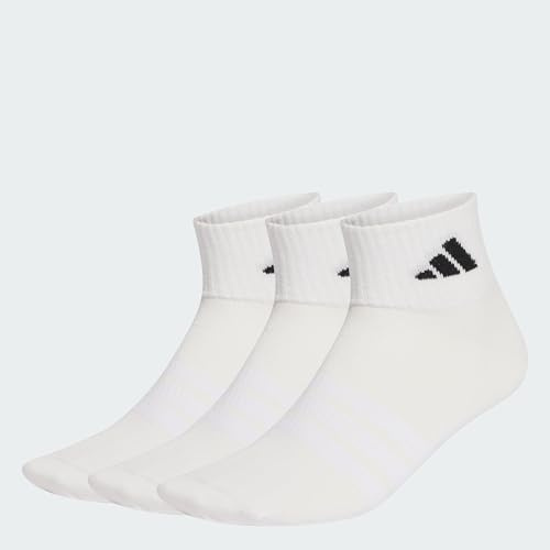 adidas Unisex adulto Thin&Light Sportswear Ankle Socks 3 Pair Pack, white/white/black, 42-45