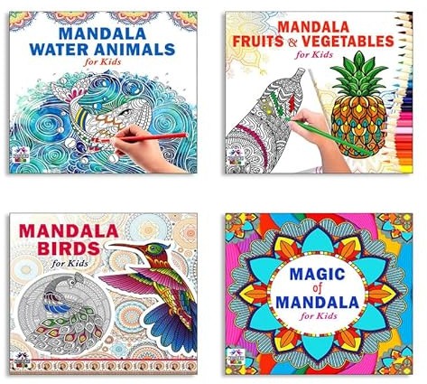 Mandala Sea Animals + Fruits & Vegetables + Birds + Magic Art Designs Pattern Colouring Books For Kids | Mandala Art | Coloring Book | Relaxation | Creativity | Mindfulness | Stress Relief | Art