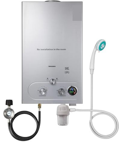 QZCX Chauffe Eau Electrique, Chauffe-Eau Instantané Gaz Propane, 6l/8l/10l/12l/16l/18l, Réservoir De 36kw, sans Réservoir, en Acier Inoxydable,pour Cuisine, Salle de Bain, Lavage(10L)