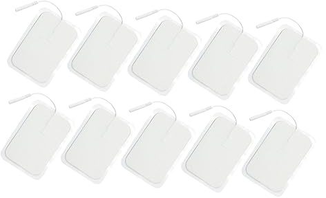 Klebepad 10 Stück Weiß aus Vlies und Silikon für Therapie Massagegerät | Gleichmäßige Stromverteilung, Niedrige Impedanz, Wärmeableitung durch Löcher, Angenehme Stimulation