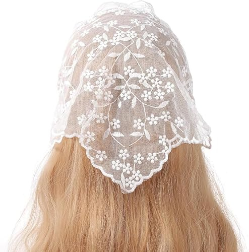 White Elegant Women Lace Flower Triangle Headband Summer Sunproof Lace Triangle Bandana for Sweet Girls Camping Taking Photo Women's Headbands, Women's Fashion Headbands Hats for Caps Accessories
