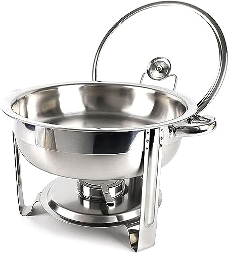 WJYTDHIQS 4.5 L Chafing Dish Buffet Rotondo Scaldavivande Rotondo in Acciaio Inox Contenitore, Vassoio di Riscaldamento, Acciaio Inossidabile Chafing Dish Buffet Set, per Buffet per Compleanno
