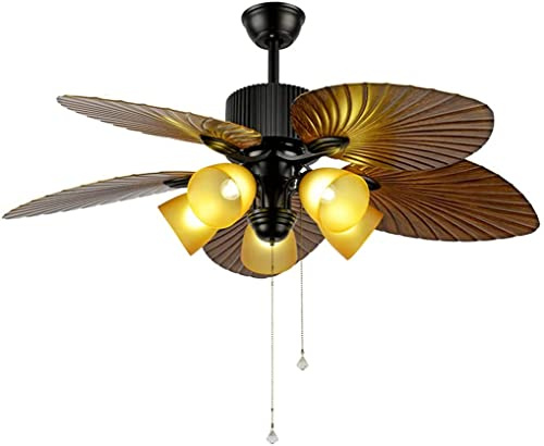 OZBME Ventilatore da soffitto Industriale con Telecomando, lampadario Vintage da 52 Pollici, Vetro Trasparente, 5 Pale reversibili Moderne