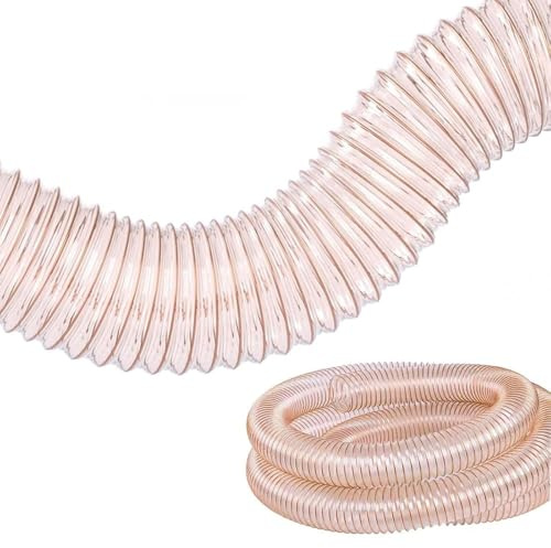 Flexible Steel Wire Helix Dust Collection Hose – Heavy-Duty 130mm Vacuum Hose for Woodworking Fume Extraction and Shop Vac Systems (0.6m x 1m)