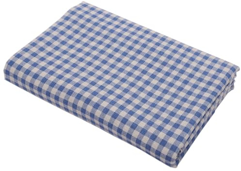 Vayliro 3m Stoff Breite 150cm Kariertes Baumwoll Leinen Stoff Sofastoff Dekostoff Weihnachtsstoffe Bedruckt Patchwork Nähstoff für Kleidung Vorhang Tischdecke Kissenbezüge Bezugsstoff,Blau
