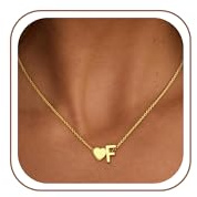 SLOONG Einschulung Geschenk - Herz Kette mit Buchstaben für Frauen Mädchen | Wasserfest Kette mit Buchstaben Hypoallergen Herz Halskette Geburtstagsgeschenk Geschenke für Frauen Mädchen Kinder Schmuck