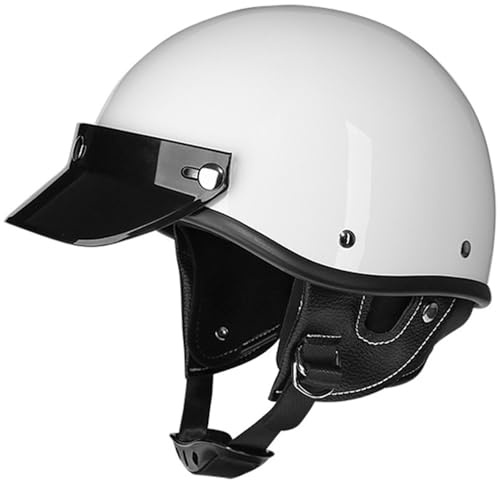 Casco Da Motociclista Retrò Caschi Cromwell Da Moto Mezzo Casco Scooter Caschi Jet E Demi-Jet Omologato DOTECE Caschi Scodella Stile Tedesco Per Adulti Uomini Donne E,XL:61-62CM