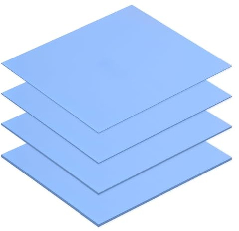 Oiieco Thermal Pads 4 Pack 100x100mm, 0.5mm 1mm 1.5mm 2mm Silicone Thermal Pad Set, Self Adhesive Non Conductive Cooling Pad for CPU GPU Heatsink SSD Laptop Electronics