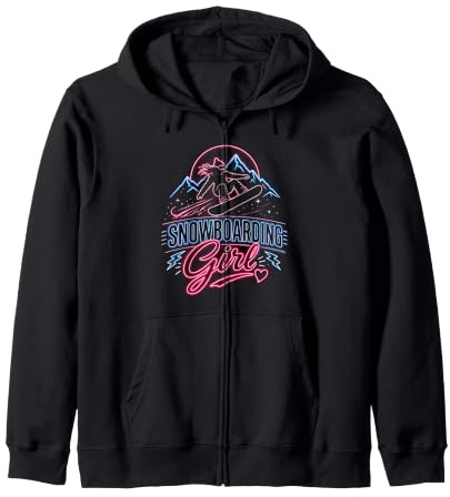 Snowboarder SNOWBOARDING GIRL Girls Children Snowboard Zip Hoodie