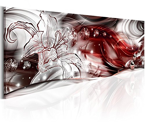 murando - Wandbilder XXL Lilien 150x50 cm 1 tlg - Wand Deko Vlies Leinwand Bilder Groß Wanddeko Wohnzimmer Schlafzimmer Kunstdrucke Panoramabild - Abstrakt Blumen Ornament Diamant