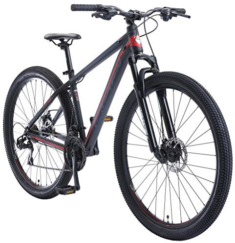 BIKESTAR Bicicleta de montaña Hardtail de Aluminio, 21 Marchas Shimano 29 Pulgadas | Mountainbike con Frenos de Disco Cuadro 17 MTB | Negro Rojo