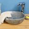 35 cm Naturstein-Waschbecken Flussstein grau oval aussen poliert WOHNFREUDEN
