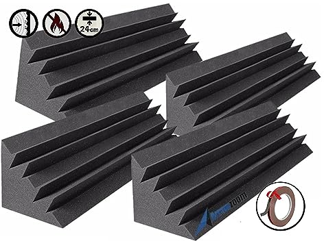 Arrowzoom 4 Lungo Bass Trap Piastrelle in Schiuma Acustica 12x12x48cm Isolante Murale Schiuma Contorta Assorbitore Banda Larga di Registrazione Nero 1138