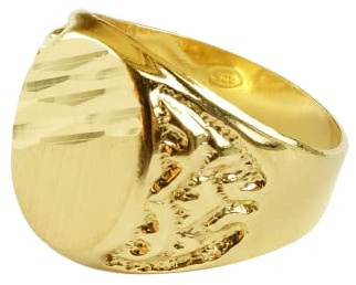AceLine Damen Ring 925 Silber, Siegelring Damen Herren, vergoldet, made in Italy, Größe 54