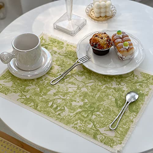 Salvamanteles Verde Fluorescente Juego de 4 Manteles Individuales bajoplatos Aislante Calor Lino Antimanchas Antideslizantes decoración Mesa Comedor Cocina 45X30cm