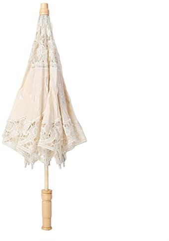 Ejoyous Spitze Regenschirm, Vintage Hochzeit Spitze Stickerei Hochzeitsschirm Brautschirm Sonnenschirm Damen Handschirm für Dekoration Braut Foto Requisiten Lady Kostüm (L)