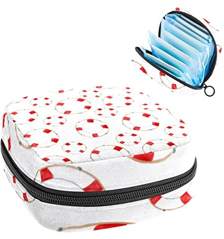 Period Pouch Portable Tampon Storage Bag,Tampon Holder for Purse Feminine Product Organizer,Red Lifebuoy