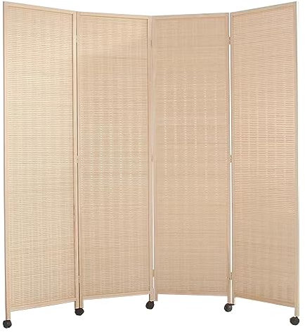 8 Ft Wide Rolling Room Divider for Temporary Wall, Teens Boys Privacy Screen Bamboo Folding Separator for Indoor/ Home/ Dining Room Soundproof, 2 1.8 1.7 1.5 M High Room Separation on Wheels ( Size :