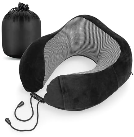 Cozyor Nackenkissen klein & kompakt, mit Memory Foam, verstellbarem Verschluss & praktischer Tasche, Nackenhörnchen bequem für Flugzeug & Reisen für Kinder & Erwachsene