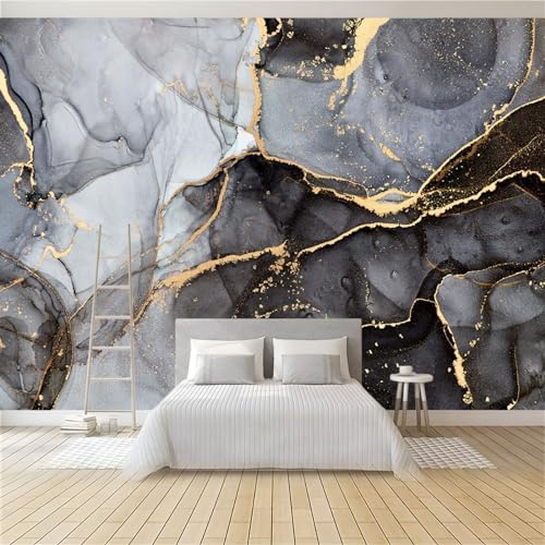 Foto Tapete Wandbild Grauer Marmor 350 x 256 cm 3D Effekt Tapete Vliestapete Wanddekoration Fototapete